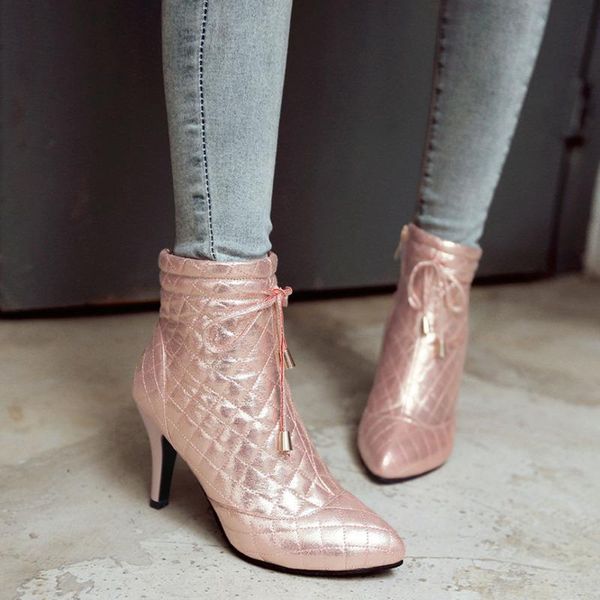 women work shoes pointed toe high heel female boots temperament warm fur zipper ankle ladies winter 2021 fashion woman, Black
women work shoes pointed toe high heel female boots temperament warm fur zipper ankle ladies winter 2021 fashion woman, Black