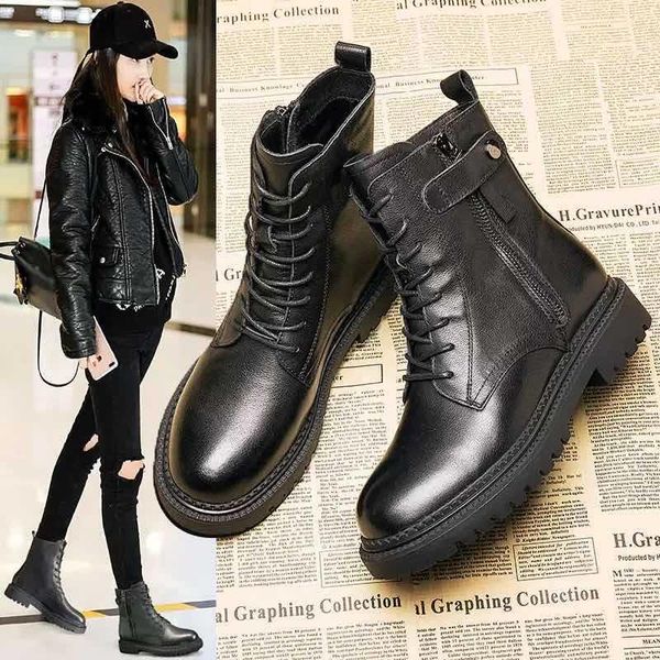 boots spring autumn and bottom short women's winter leather thick single 2021, Black
boots spring autumn and bottom short women's winter leather thick single 2021, Black