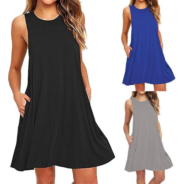 casual dresses fashion women o-neck solid pockets sleeveless above knee dress woman 2021 spring summer vestidos mujer verano, Black;gray
casual dresses fashion women o-neck solid pockets sleeveless above knee dress woman 2021 spring summer vestidos mujer verano, Black;gray