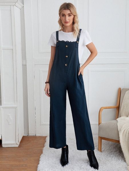 emery rose fake button overall jumpsuit 61lm#, White
emery rose fake button overall jumpsuit 61lm#, White