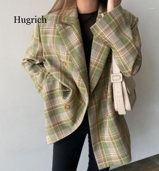 vintage women loose plaid blazer 2021 autumn double breasted coats elegant ladies women's suits & blazers, White;black
vintage women loose plaid blazer 2021 autumn double breasted coats elegant ladies women's suits & blazers, White;black