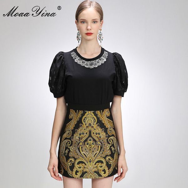fashion designer suit summer women's puff sleeve shirt +beaded short skirt two-piece suit 210524, White
fashion designer suit summer women's puff sleeve shirt +beaded short skirt two-piece suit 210524, White