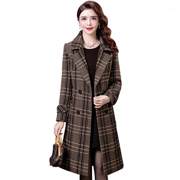women's wool & blends woolen coat women mid-length autumn winter long section over the knee thick warm fashion houndstooth tartan jacke, Black
women's wool & blends woolen coat women mid-length autumn winter long section over the knee thick warm fashion houndstooth tartan jacke, Black