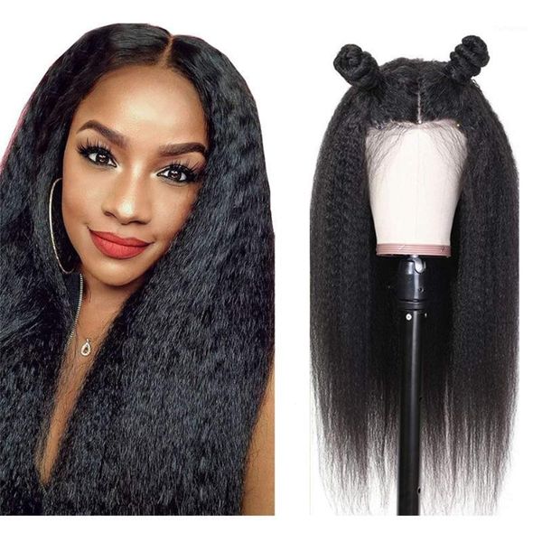 kinky straight wigs human hair lace frontal wig yaki 4*4 closure 30 inch remy peruvian for women1, Black;brown
kinky straight wigs human hair lace frontal wig yaki 4*4 closure 30 inch remy peruvian for women1, Black;brown