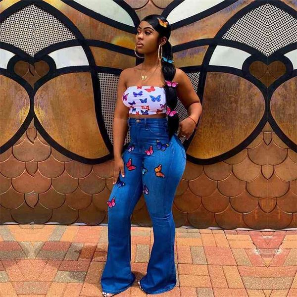 tsuretobe butterfly embroidery flare jean vintage high waist bell bottom party stretch denim wide leg pants female 210629, Blue
tsuretobe butterfly embroidery flare jean vintage high waist bell bottom party stretch denim wide leg pants female 210629, Blue