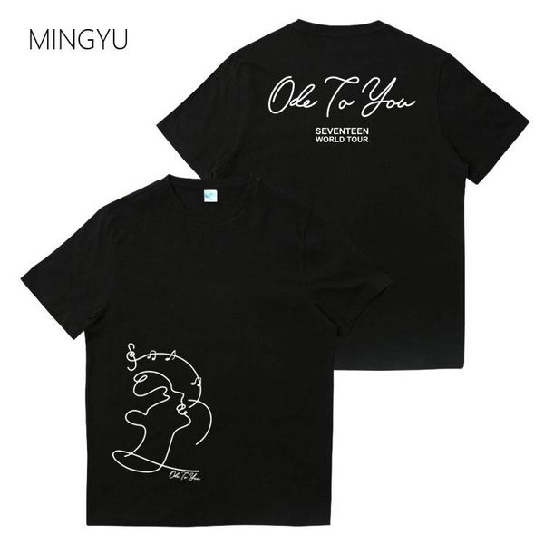 women's t-shirt 2021 kpop seventeen world tour ode to you casual crew neck tee, White
women's t-shirt 2021 kpop seventeen world tour ode to you casual crew neck tee, White
