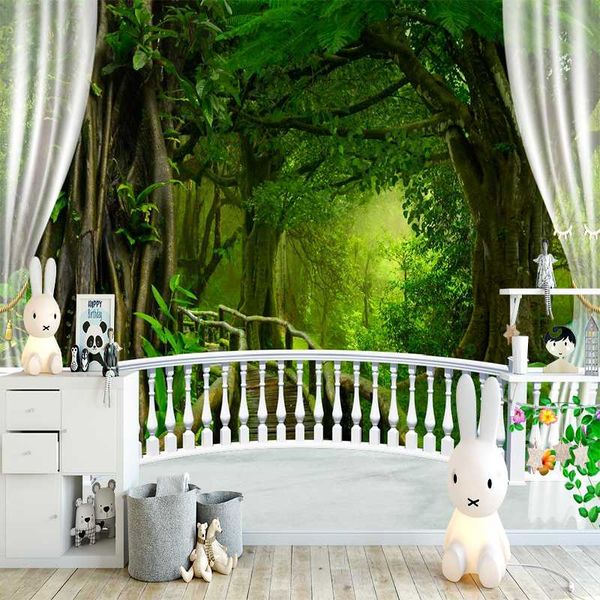 wallpapers milofi 3d custom wallpaper green oak forest