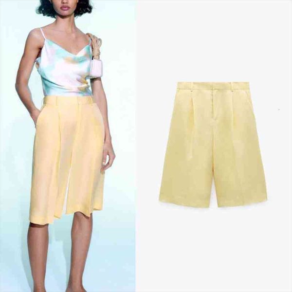 za yellow long pleated women shorts vintage high waist front pocket casual loose zipped summer short pants, White;black
za yellow long pleated women shorts vintage high waist front pocket casual loose zipped summer short pants, White;black