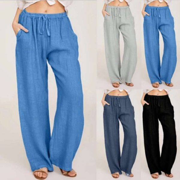 casual cotton and hemp loose yoga women's trousers, Black;white 
casual cotton and hemp loose yoga women's trousers, Black;white