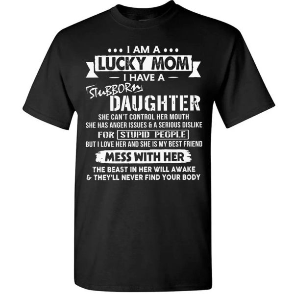 i'm a lucky mom t-shirt from daughter funny mother daughter tee mommy gift women, White;black
i'm a lucky mom t-shirt from daughter funny mother daughter tee mommy gift women, White;black