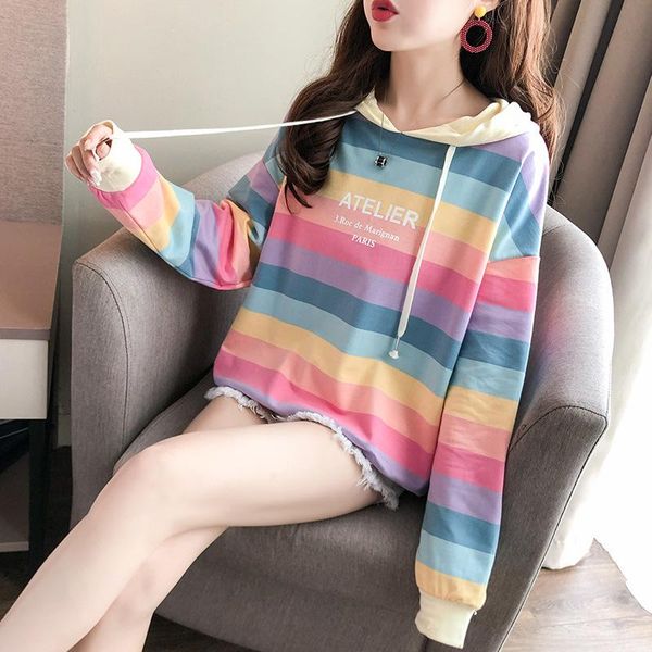 women's hoodies & sweatshirts spring and autumn rainbow stripe women student korean loose harajuku pullover hooded sweatshirt long slee, Black
women's hoodies & sweatshirts spring and autumn rainbow stripe women student korean loose harajuku pullover hooded sweatshirt long slee, Black