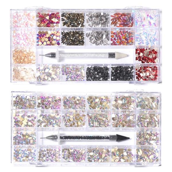 nail art decorations 21 grids professional crystal kit multi shapes flat back rhinestone diy accessories with a storage box, Silver;gold
nail art decorations 21 grids professional crystal kit multi shapes flat back rhinestone diy accessories with a storage box, Silver;gold
