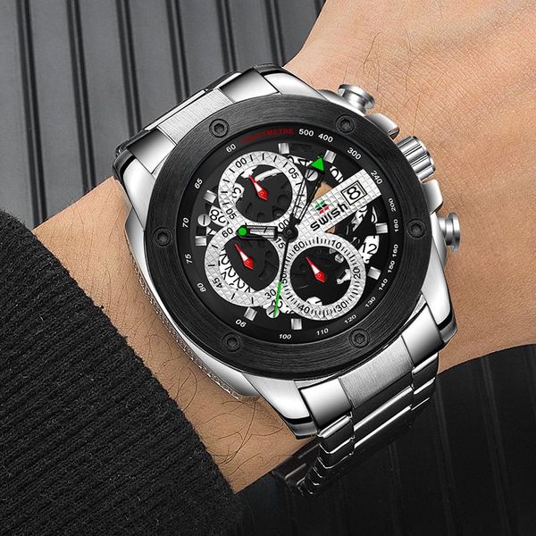 wristwatches swish sports chronograph watch 2021 men fashion brand waterproof quartz watches silver military wristwatch relogio masculino, Slivery;brown
wristwatches swish sports chronograph watch 2021 men fashion brand waterproof quartz watches silver military wristwatch relogio masculino, Slivery;brown