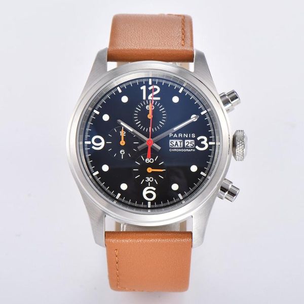 42mm date quartz men's watch stainless silvery case black dial coffee leather strap full chronograph men wristwatches, Slivery;brown
42mm date quartz men's watch stainless silvery case black dial coffee leather strap full chronograph men wristwatches, Slivery;brown