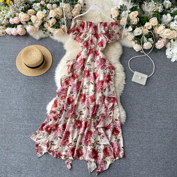 women chiffon beach dress summer slash neck irregular midi long dress korean print flowers ruffle a line dress 210419, Black;gray
women chiffon beach dress summer slash neck irregular midi long dress korean print flowers ruffle a line dress 210419, Black;gray