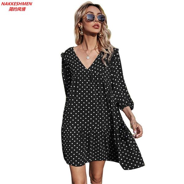 fashion versatile v-neck short sleeve slim dot print chiffon dress in spring and summer 2021 casual dresses, Black;gray
fashion versatile v-neck short sleeve slim dot print chiffon dress in spring and summer 2021 casual dresses, Black;gray