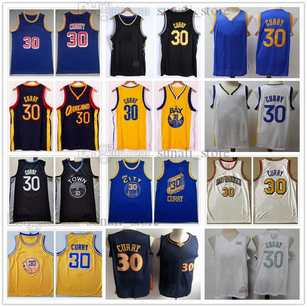 stitched 2021-22 men city black stephen 30 curry basketball jerseys navy blue white yellow college red sports shirts embroidery edition, Black;red