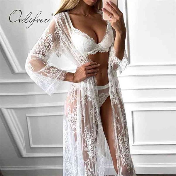 summer women long cardigan blouse sleeve white lace transparent shirt 3 pieces sets 210513
summer women long cardigan blouse sleeve white lace transparent shirt 3 pieces sets 210513