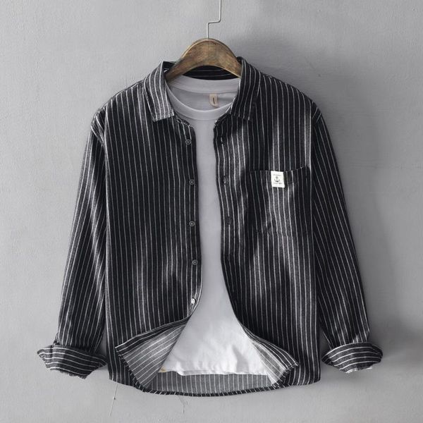 men's casual shirts japanese style vintage fashion men 100% cotton long sleeve stripe black gray business shirt, White;black
men's casual shirts japanese style vintage fashion men 100% cotton long sleeve stripe black gray business shirt, White;black