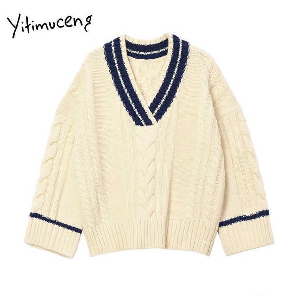 yitimuceng woman sweaters winter clothes long sleeve fall korean japanese fashion pullovers casual v-neck striped 210601, White
yitimuceng woman sweaters winter clothes long sleeve fall korean japanese fashion pullovers casual v-neck striped 210601, White