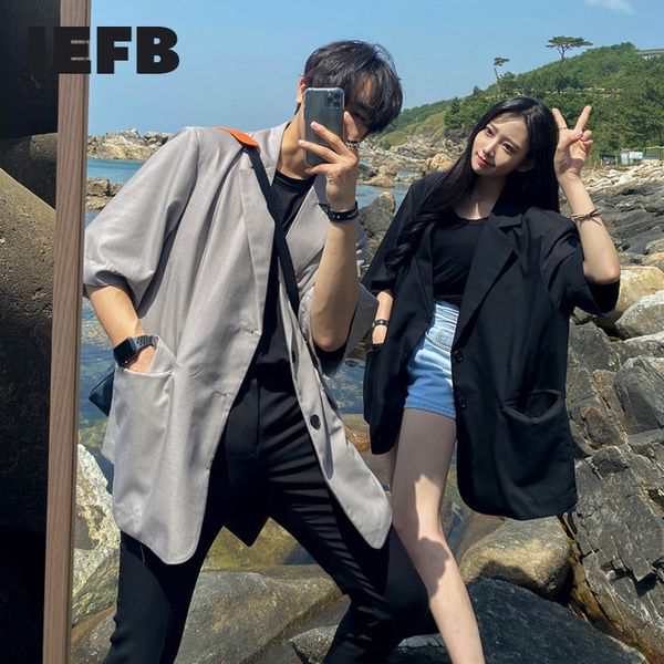 iefb summer short sleeve suit coat men's korean fashion handsome clothes streetwear casual grey blazer for male 9y7208 210524, White;black
iefb summer short sleeve suit coat men's korean fashion handsome clothes streetwear casual grey blazer for male 9y7208 210524, White;black