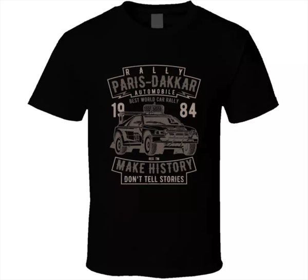 rally paris dakar automobile tee car make history funny retro men's t-shirts, White;black
rally paris dakar automobile tee car make history funny retro men's t-shirts, White;black