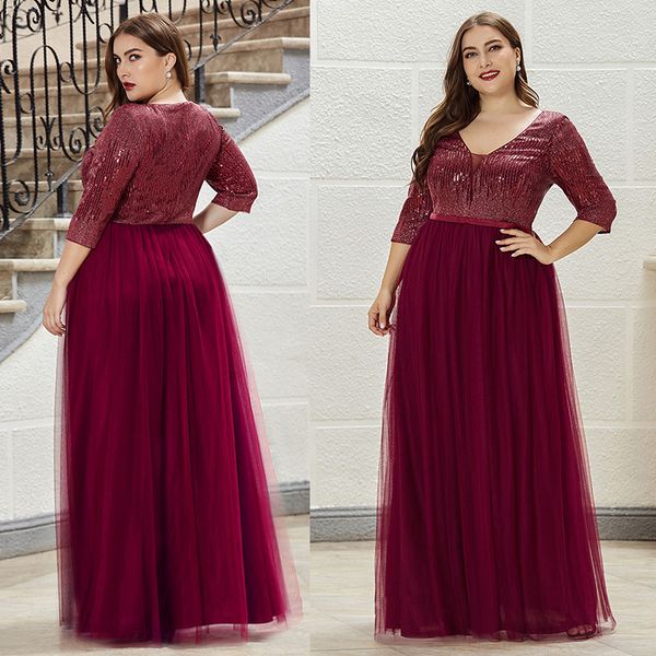 Women's Plus size Dresses Sequins grenadine Maxi Dresses dinner party navy blue red Silver 1/2 Sleeve V-neck lace Evening dresses
Women's Plus size Dresses Sequins grenadine Maxi Dresses dinner party navy blue red Silver 1/2 Sleeve V-neck lace Evening dresses