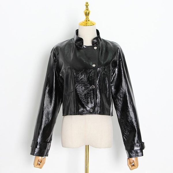 women's jackets fall style stand-up collarsingle-breasted pu shiny leather jacket high waist loosebigpocket motorcycle, Black;brown
women's jackets fall style stand-up collarsingle-breasted pu shiny leather jacket high waist loosebigpocket motorcycle, Black;brown