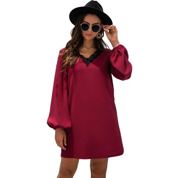 casual dresses lace patchwork autumn dress women 2021 v-neck lantern sleeve loose chiffon mini vestidos, Black;gray
casual dresses lace patchwork autumn dress women 2021 v-neck lantern sleeve loose chiffon mini vestidos, Black;gray