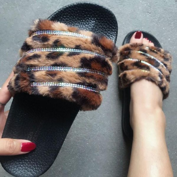 arrivals leopard print fluffy fur rhinestone women slippers flat with slides shoes flip flips for, Black
arrivals leopard print fluffy fur rhinestone women slippers flat with slides shoes flip flips for, Black