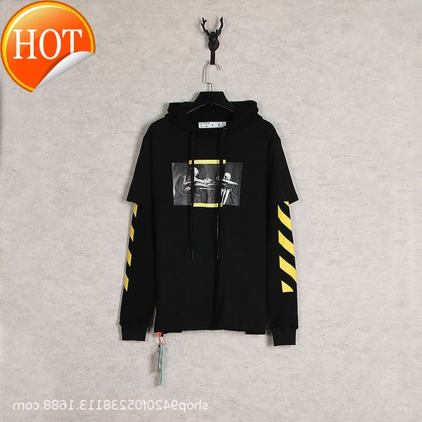21ss winter and autumn ow new off caravaggio oil painting series fake two-piece hooded thin terry sweater, Black
21ss winter and autumn ow new off caravaggio oil painting series fake two-piece hooded thin terry sweater, Black