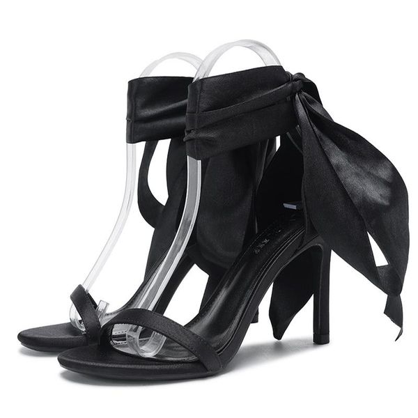sandals thin high heels open toe silk belt plus size women shoes summer 41 42 43, Black
sandals thin high heels open toe silk belt plus size women shoes summer 41 42 43, Black