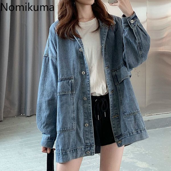 nomikuma arrival single breasted long sleeve jackets women solid color casual loose denim coats korean vintage 3c345 210514, Black;brown
nomikuma arrival single breasted long sleeve jackets women solid color casual loose denim coats korean vintage 3c345 210514, Black;brown