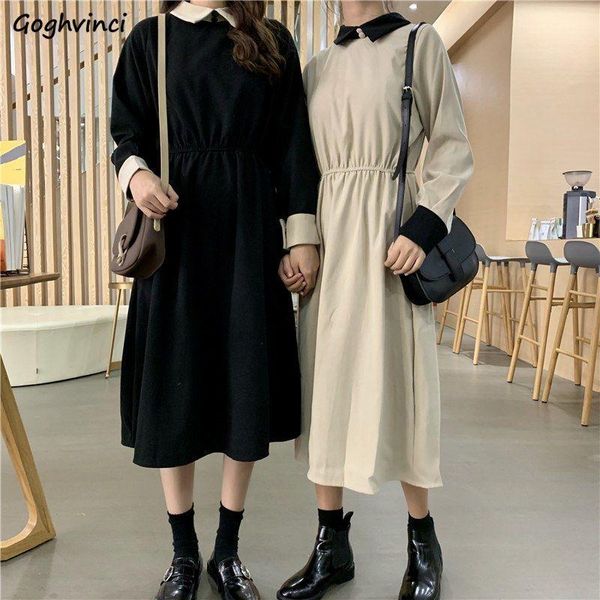 long sleeve dress women spring turn-down collar patchwork simple elegant french bf loose friends sweet retro temperament ulzzang casual dres, Black;gray
long sleeve dress women spring turn-down collar patchwork simple elegant french bf loose friends sweet retro temperament ulzzang casual dres, Black;gray