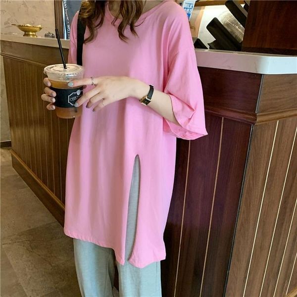 women's t-shirt spring/summer 2021 korean version loose split mid-length early spring short-sleeved half-sleeved women, White
women's t-shirt spring/summer 2021 korean version loose split mid-length early spring short-sleeved half-sleeved women, White