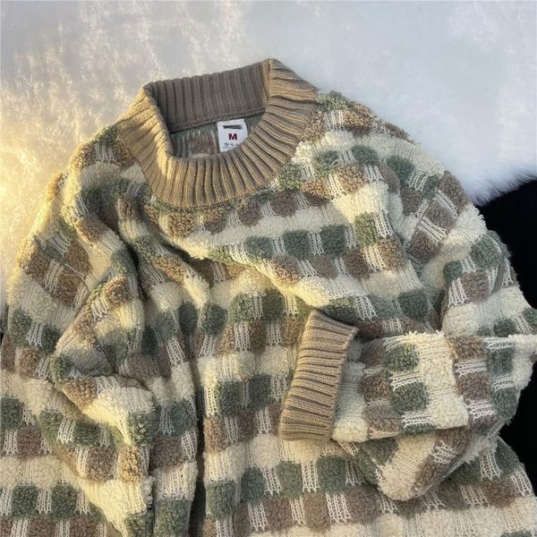 men's sweaters knitted round neck loose casual plaid hit color long-sleeved pullover jacquard men clothes autumn winter coat, White;black
men's sweaters knitted round neck loose casual plaid hit color long-sleeved pullover jacquard men clothes autumn winter coat, White;black