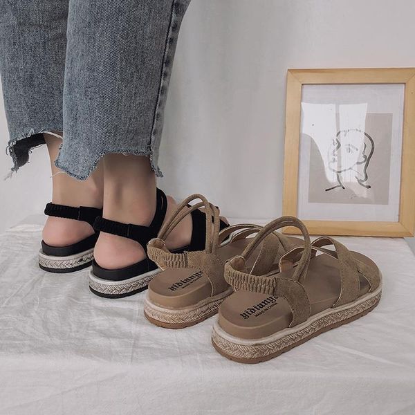 sandals women soft leather casual open toe gladiator wedges shoes summer woman flat platform, Black
sandals women soft leather casual open toe gladiator wedges shoes summer woman flat platform, Black