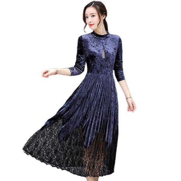 casual dresses autumn winter velver dress vintage women lace spliced elegant pleated party evening a-line, Black;gray
casual dresses autumn winter velver dress vintage women lace spliced elegant pleated party evening a-line, Black;gray