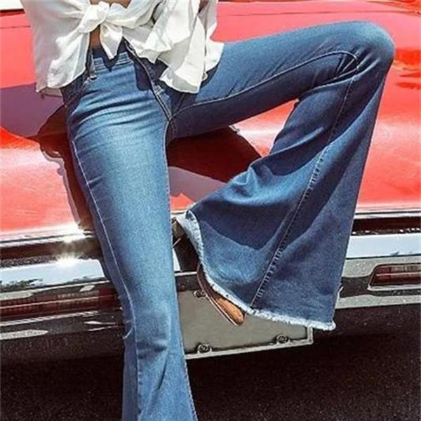 women spring elastic plus loose denim pocket button casual boot cut pant jeans women's straight line flare, Blue
women spring elastic plus loose denim pocket button casual boot cut pant jeans women's straight line flare, Blue