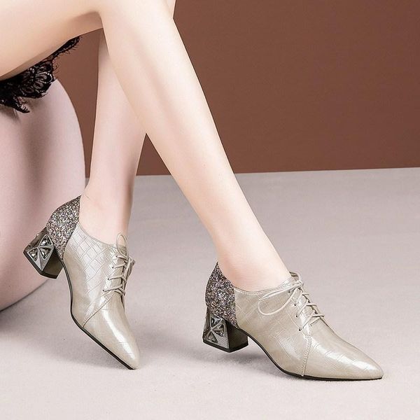 dress shoes semi-high heeled women's party wedding office career plus-sized lace-up fashion 2021 spring pointed toe strange style, Black
dress shoes semi-high heeled women's party wedding office career plus-sized lace-up fashion 2021 spring pointed toe strange style, Black