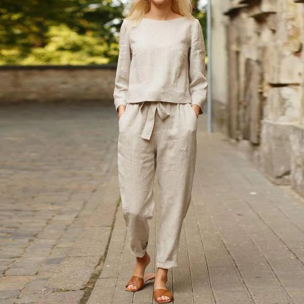 women's two piece pants spring cotton linen women sets elegant o neck shirt and drawstring casual outfits vintage pocket harajuku suits, White
women's two piece pants spring cotton linen women sets elegant o neck shirt and drawstring casual outfits vintage pocket harajuku suits, White