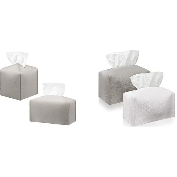 tissue boxes & napkins 2 pieces box cover with bottom belt pu leather holder
