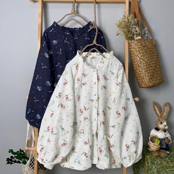 women's blouses & shirts japan style mori girl floral print lantern long sleeve cotton linen v-neck women blouse autumn, White
women's blouses & shirts japan style mori girl floral print lantern long sleeve cotton linen v-neck women blouse autumn, White