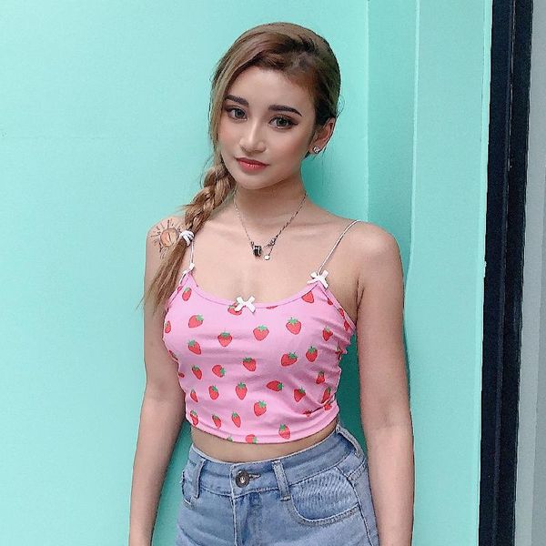 women's tanks & camis cute strawberry print camisole pink crop sleeveless spaghetti strap women halter vest summer black tank ladie, White
women's tanks & camis cute strawberry print camisole pink crop sleeveless spaghetti strap women halter vest summer black tank ladie, White