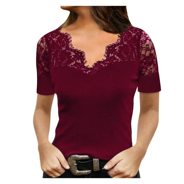 women's t-shirt t-shirts women lace hollow short sleeved commuting pullover v-neck bottoming blouse woman camiseta de manga corta, White
women's t-shirt t-shirts women lace hollow short sleeved commuting pullover v-neck bottoming blouse woman camiseta de manga corta, White