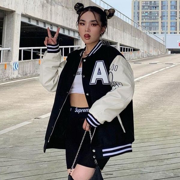 women's jackets harajuku autumn winter loose long sleeve bomber coat vintage black patchwork basaball varsity women oversized clothes, Black;brown
women's jackets harajuku autumn winter loose long sleeve bomber coat vintage black patchwork basaball varsity women oversized clothes, Black;brown