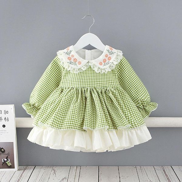 girl's dresses sweet girls princess lolita dress baby infants kids children autumn green plaided long sleeve party vestido outfit adk19, Red;yellow
girl's dresses sweet girls princess lolita dress baby infants kids children autumn green plaided long sleeve party vestido outfit adk19, Red;yellow