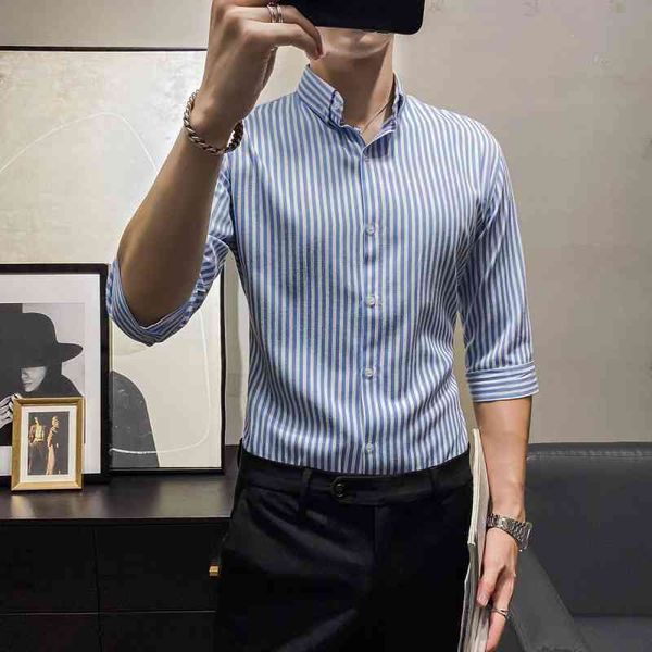 2021 new large stripe 7 / 4 sleeve shirt men's short fashion slim summer medium sleeve business inch shirt, White;black
2021 new large stripe 7 / 4 sleeve shirt men's short fashion slim summer medium sleeve business inch shirt, White;black
