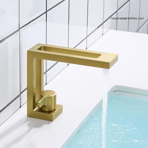 brushed gold bathroom basin faucets solid brass sink mixer & cold single handle deck mount lavatory tap creative arrival
brushed gold bathroom basin faucets solid brass sink mixer & cold single handle deck mount lavatory tap creative arrival