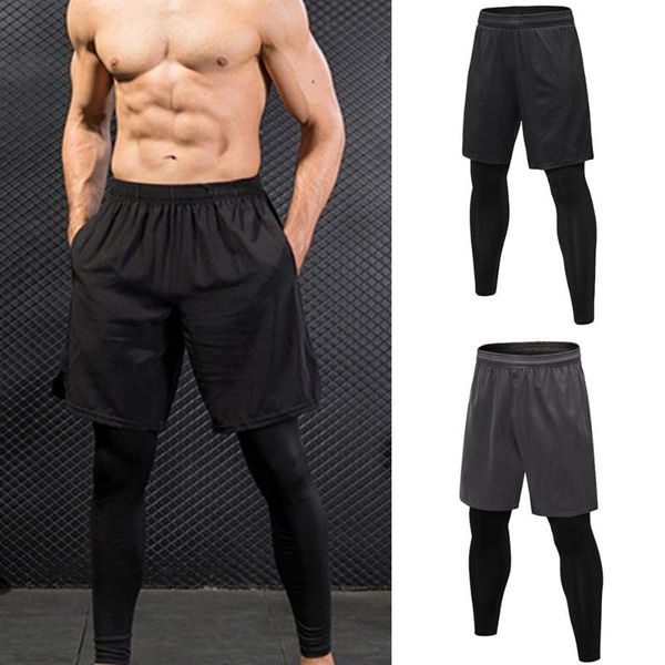 men's pants men elastic tights fake two pieces fitness running stretch trousers quick dry, Black
men's pants men elastic tights fake two pieces fitness running stretch trousers quick dry, Black